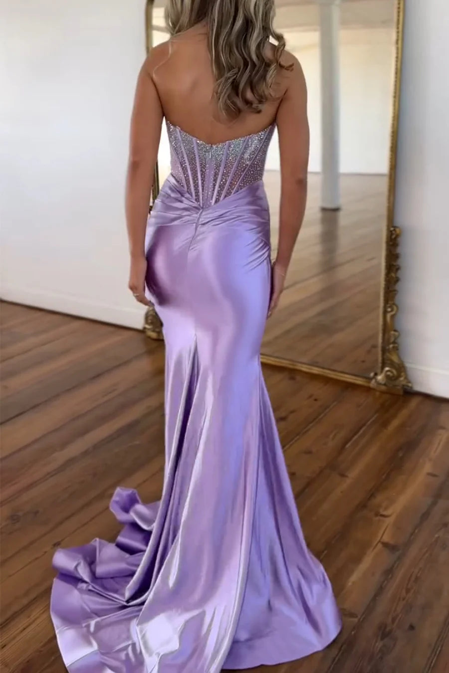 Mermaid Charming Scoop Neck Lavender evening gowns formal dresses Long Prom Dresses